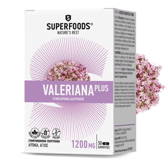 Superfoods STRESS  VALERIANA PLUS Ρίζα Valeriana officinalis  Caprifoliaceae, 50 caps