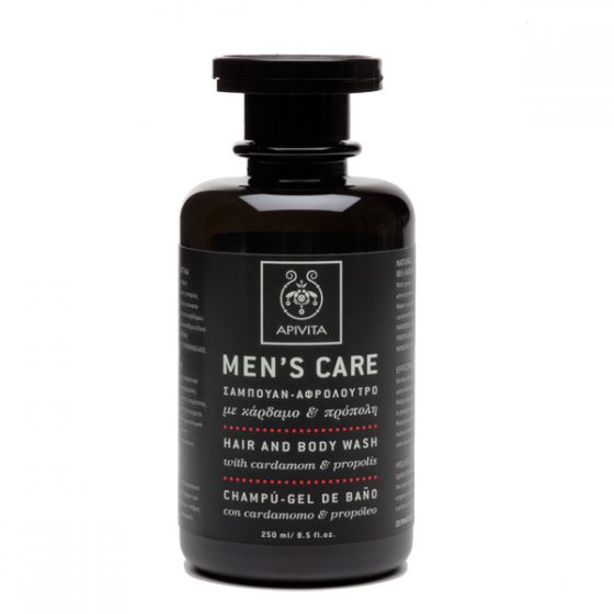 Apivita Men's Care Σαμπουάν - Αφρόλουτρο με Κάρδαμο και Προπόλη, 250ml