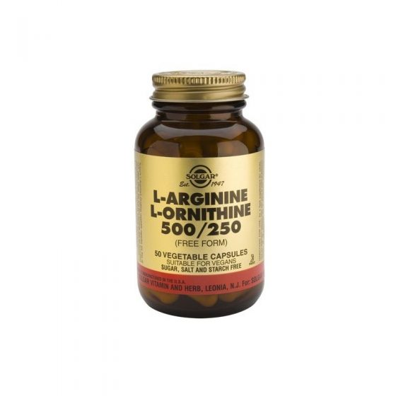 SOLGAR L-ARGININE- L-ORNITHINE 500/250MG 50VCAPS