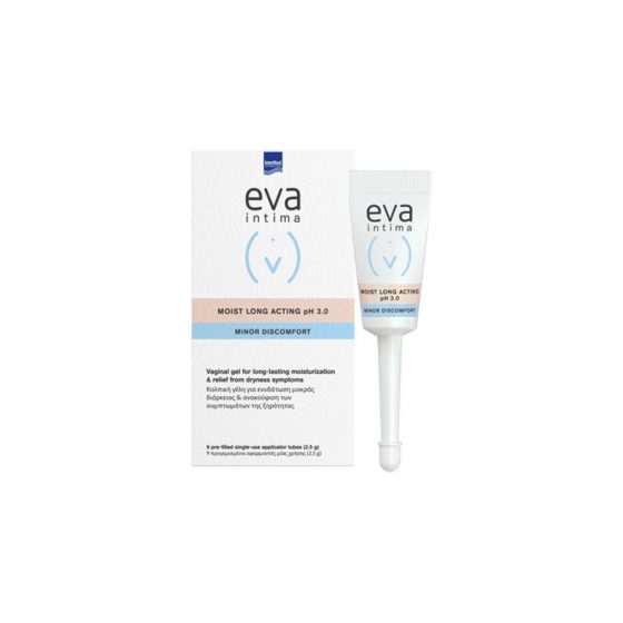 Intermed Eva Intima Moist Log Acting pH 3.0 Υγραντική Κολπική Γέλη για Ανακούφιση της Ξηρότητας, 9 Κολπικοί Εφαρμοστές 2,5g