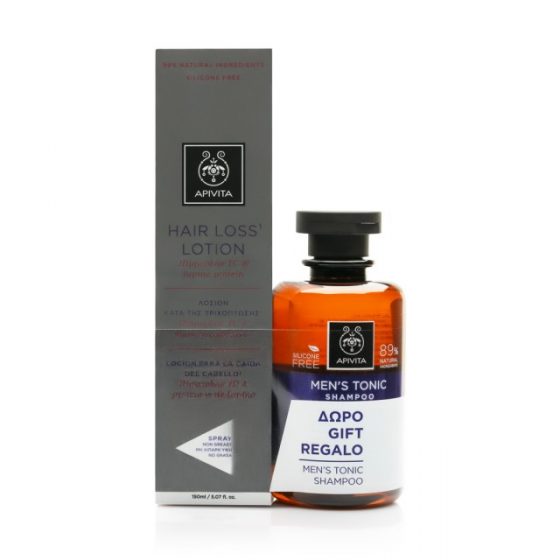 Apivita Promo Hair Loss Lotion Λοσιόν κατά της Τριχόπτωσης 150ml & ΔΩΡΟ Τονωτικό Σαμπουάν για Άνδρες 250ml