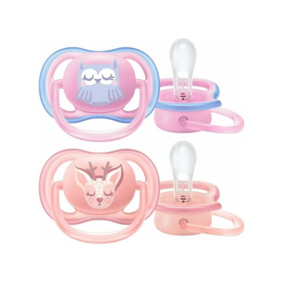 Avent Ultra Air Πιπίλες Σιλικόνης με Κρίκο, Ροζ 0-6 μηνών, 2τεμ