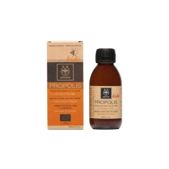 Apivita Propolis Kids Organic Syrup 150ml (Παιδικό Βιολογικό Σιρόπι για το Λαιμό με Μέλι & Θυμάρι)