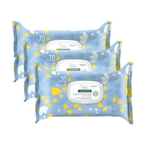 Klorane Promo Bebe Lingette Nettoyantes Douces 3x70τμχ 2+1 ΔΩΡΟ