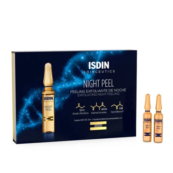 ISDIN Night Peel - Αμπούλες Προσώπου Απολέπισης για την Νύχτα 10 τμχ. 10*2ml