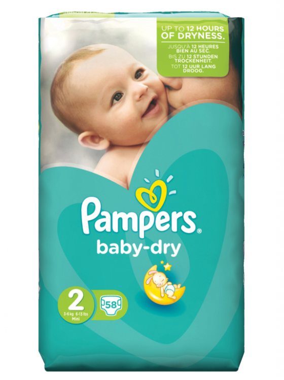 Pampers Baby Dry No 2 3-6Kg (58τμχ)