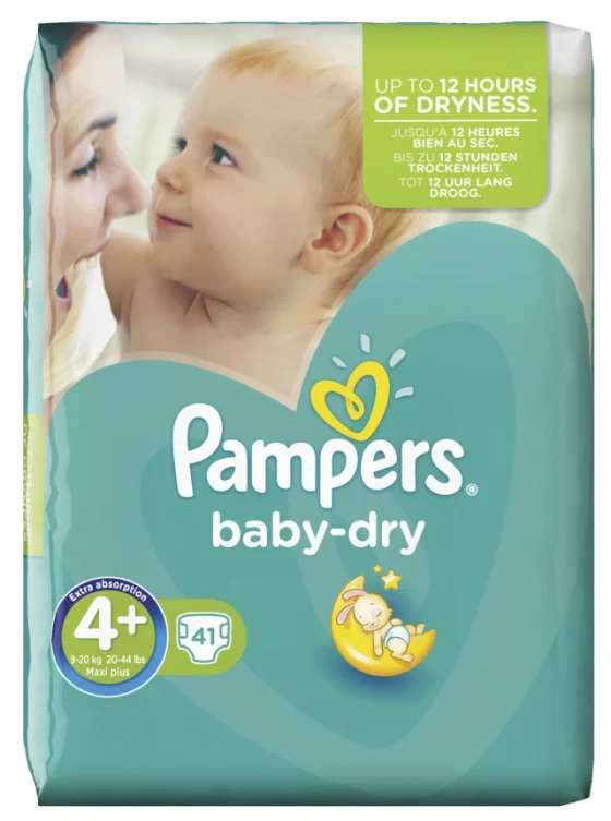 Pampers Baby Dry Maxi Plus No 4+, (9-20 κιλά) 41τμχ
